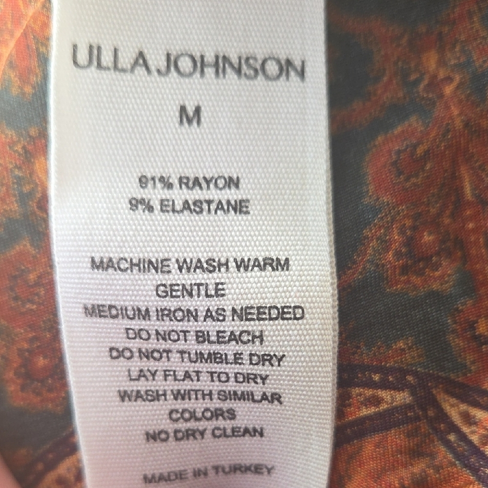 Ulla Johnson Light Weight Long Sleeve Orange Paisley Maxi Dress - Picture 6 of 6